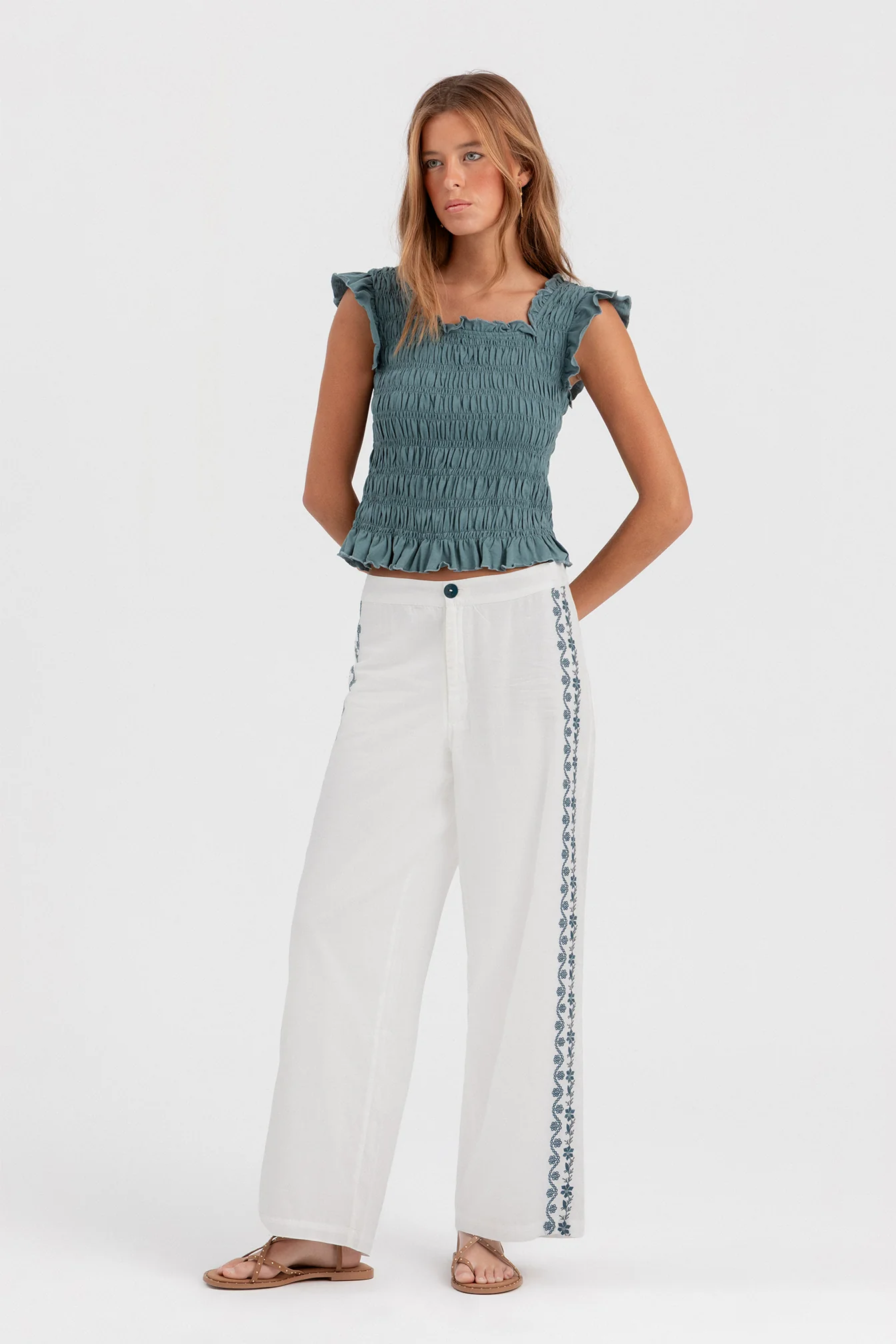 PANTALON BORDADO CONTRASTE - Image 6