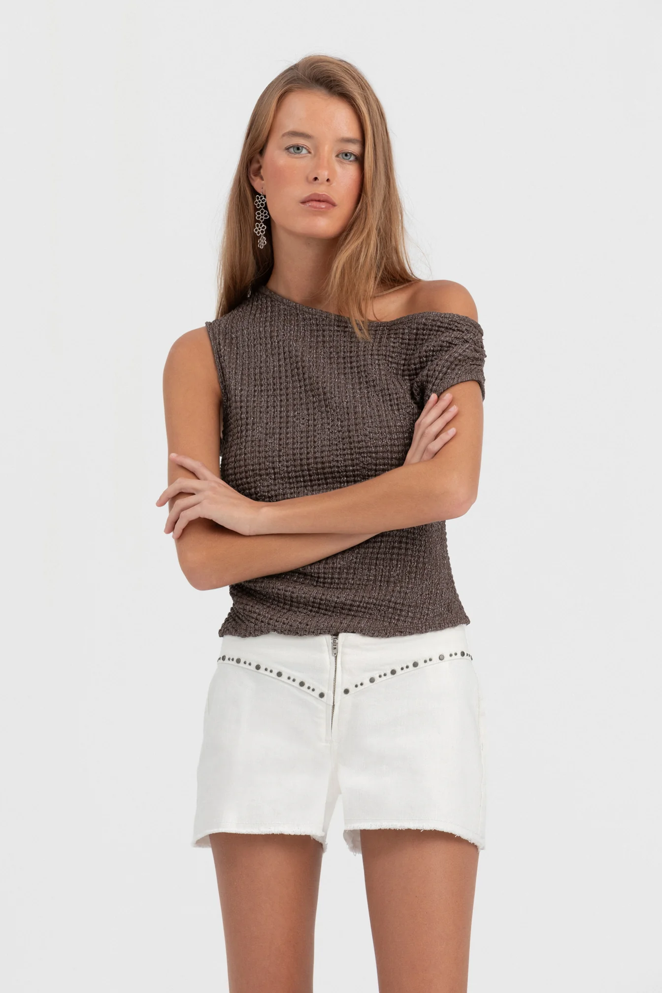 TOP ASIMETRICO TEXTURA LUREX - Image 6