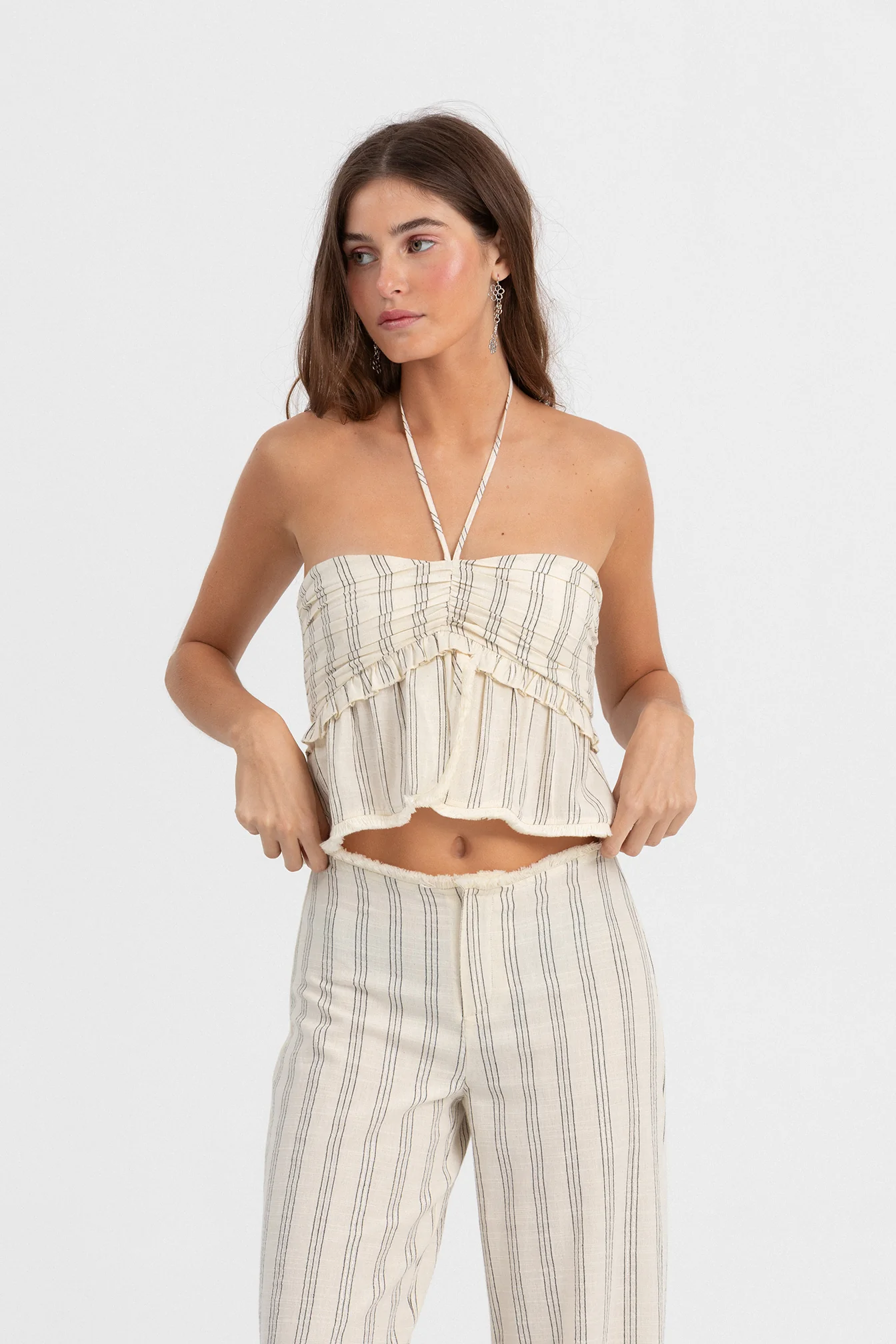 TOP DESFLECADO RAYAS LUREX